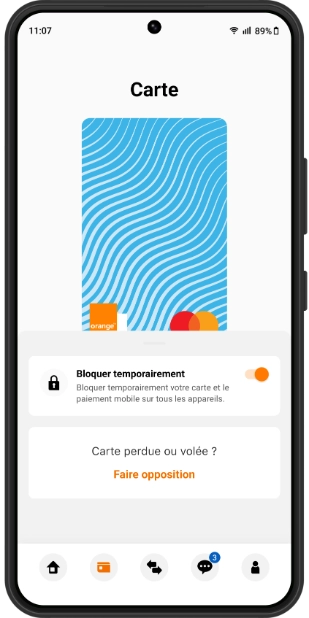 Aperçu de l'App Orange Bank : blocage et déblocage de votre carte bancaire