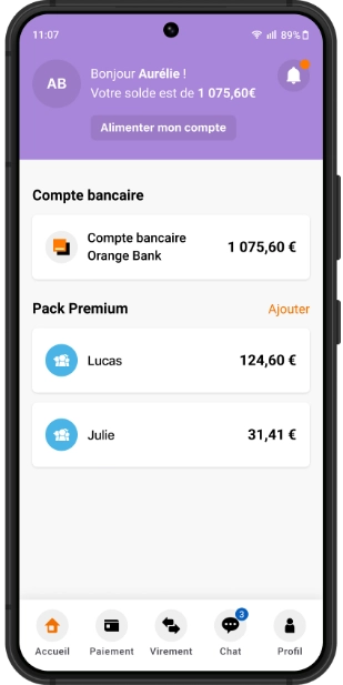 Aperçu de l'App Orange Bank : votre solde actualisé en temps réel