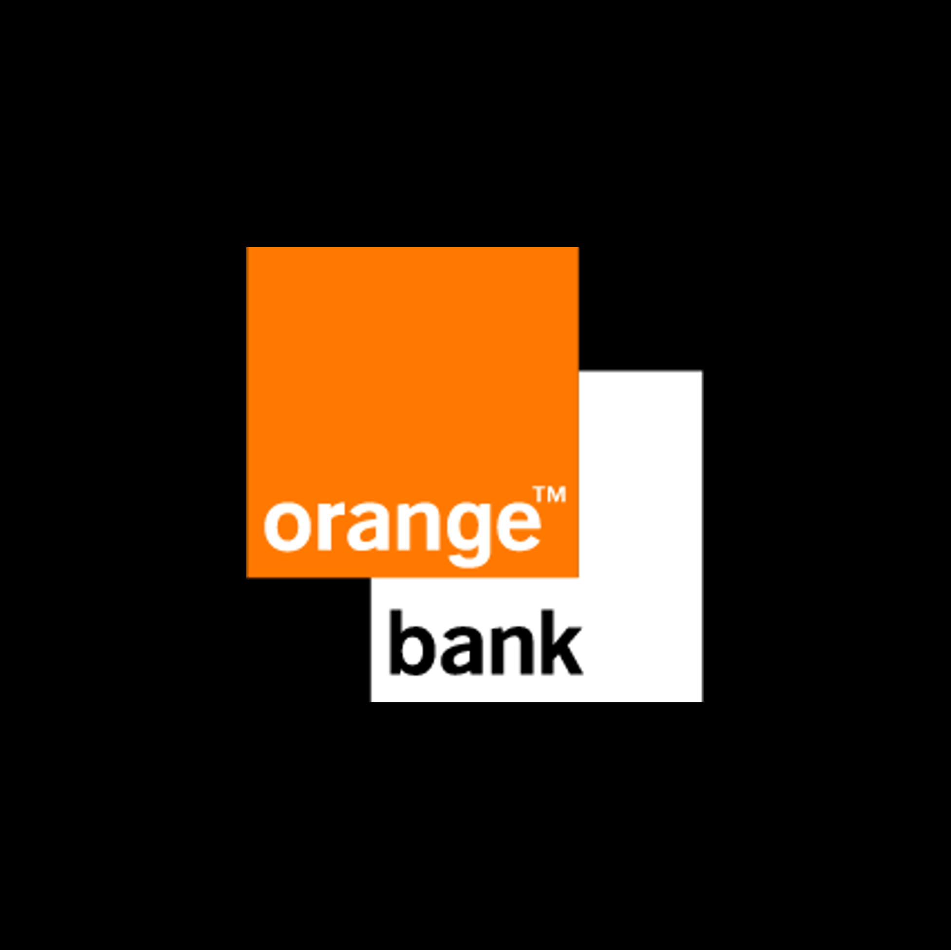 Logo Orange Bank sur fond noir.  